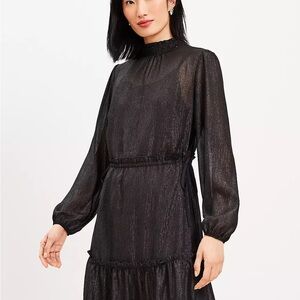 LOFT | Petite| Smocked Neck | Tiered Swing Dress